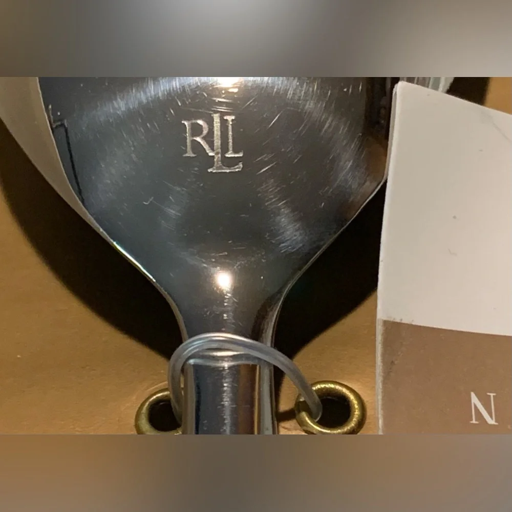 RALPH LAUREN PEARL SALAD SERVERS SET NEW STAINLESS STEEL FORK SPOON